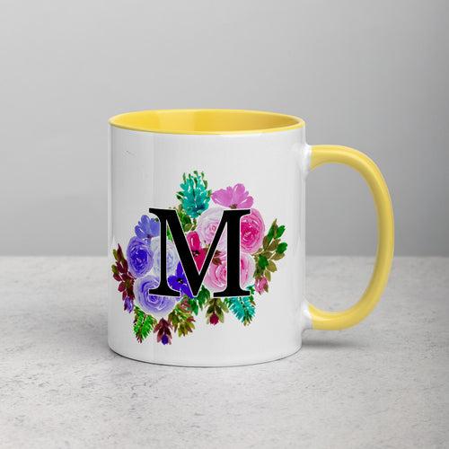 Letter M Floral Mug