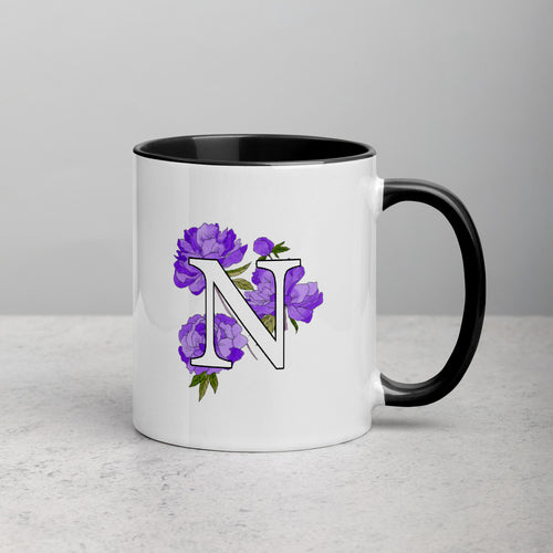 Letter N Floral Mug