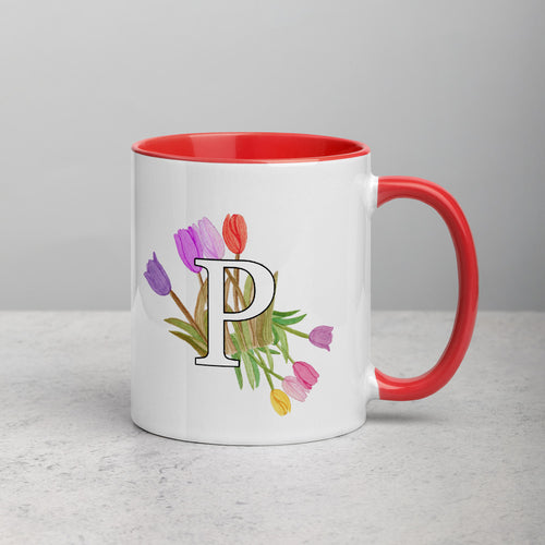 Letter P Floral Mug